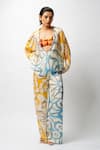Buy_Forty Four_Multi Color Satin Scoop Neck Printed Breeze Co-ord Set _at_Aza_Fashions