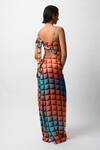 Shop_Forty Four_Multi Color Satin Cowl , Scoop Allure Backless Resort Dress _at_Aza_Fashions