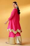 Palak & Mehak_Pink Chanderi Zari Round Neck Rani Kurta Sharara Set _Online_at_Aza_Fashions