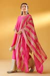 Shop_Palak & Mehak_Pink Chanderi Zari Round Neck Rani Kurta Sharara Set _Online_at_Aza_Fashions