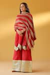 Buy_Palak & Mehak_Red Chanderi Zari Round Neck Kurta Sharara Set _at_Aza_Fashions