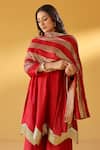 Palak & Mehak_Red Chanderi Zari Round Neck Kurta Sharara Set _Online_at_Aza_Fashions
