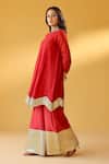 Buy_Palak & Mehak_Red Chanderi Zari Round Neck Kurta Sharara Set _Online_at_Aza_Fashions
