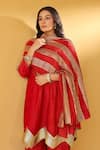 Shop_Palak & Mehak_Red Chanderi Zari Round Neck Kurta Sharara Set _Online_at_Aza_Fashions