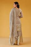 Shop_Palak & Mehak_Gray Chanderi Zari Round Neck Kurta Sharara Set _at_Aza_Fashions