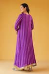 Shop_Palak & Mehak_Purple Rayon Tassels V-neck Striped Kurta Set _at_Aza_Fashions