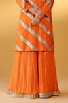 Palak & Mehak_Orange Chanderi Zari Round Neck Designer Kurta Sharara Set _Online_at_Aza_Fashions