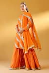 Buy_Palak & Mehak_Orange Chanderi Zari Round Neck Designer Kurta Sharara Set _at_Aza_Fashions