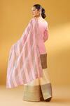 Shop_Palak & Mehak_Pink Chanderi Zari Round Neck Kurta Sharara Set _at_Aza_Fashions
