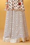 Buy_Palak & Mehak_Cream Crepe Tassels V-neck Floral Angarkha Set _Online_at_Aza_Fashions