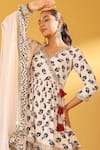 Shop_Palak & Mehak_Cream Crepe Tassels V-neck Floral Angarkha Set _Online_at_Aza_Fashions
