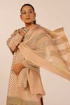 Shop_Palak & Mehak_Beige Chanderi Sequins, Zari Round Neck Embroidered Kurta Set _Online_at_Aza_Fashions