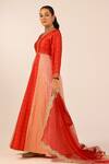 Buy_Palak & Mehak_Red Chanderi Sequins, Embroidery V-neck Multi Color Anarkali Set _Online_at_Aza_Fashions
