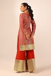 Shop_Palak & Mehak_Red Chanderi Embroidery, Zari Round Neck Kurta Sharara Set _at_Aza_Fashions
