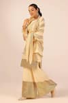 Palak & Mehak_Off White Chanderi Embroidery, Zari Round Neck Designer Kurta Sharara Set _Online_at_Aza_Fashions