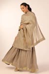 Buy_Palak & Mehak_Gray Chanderi Zari, Metallic Thread Round Neck Designer Kurta Sharara Set _at_Aza_Fashions