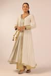 Buy_Palak & Mehak_White Rayon, Crepe Tassels, Zari V-neck Designer Kurta Set  _Online_at_Aza_Fashions