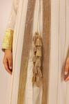Shop_Palak & Mehak_White Rayon, Crepe Tassels, Zari V-neck Designer Kurta Set  _Online_at_Aza_Fashions
