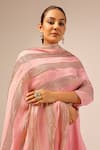 Palak & Mehak_Pink Chanderi Zari Round Neck Designer Kurta Set _at_Aza_Fashions
