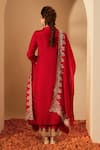 Shop_Roohbyridhimaa_Red Viscose, Organza Embroidery, Zari Collared Kurta Set _at_Aza_Fashions