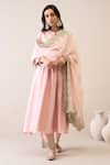 Buy_Roohbyridhimaa_Pink Viscose, Silk, Organza Embroidery, Zari Mandarin Pastel Gumaan Kurta Set _at_Aza_Fashions