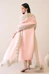 Shop_Roohbyridhimaa_Pink Viscose, Silk, Organza Embroidery, Zari Mandarin Pastel Gumaan Kurta Set _at_Aza_Fashions