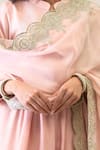 Shop_Roohbyridhimaa_Pink Viscose, Silk, Organza Embroidery, Zari Mandarin Pastel Gumaan Kurta Set 