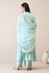 Shop_Roohbyridhimaa_Blue Viscose, Organza Embroidery, Zari Keyhole Neck Pastel Kurta Set _at_Aza_Fashions