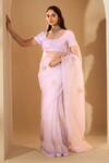 Buy_Roohbyridhimaa_Lilac Silk Organza Zari Round Neck Chaandni Saree Set _at_Aza_Fashions