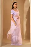 Shop_Roohbyridhimaa_Lilac Silk Organza Zari Round Neck Chaandni Saree Set _Online_at_Aza_Fashions