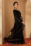 Buy_Roohbyridhimaa_Black Silk Organza Sequins Round Neck Bhavya Saree Set _Online_at_Aza_Fashions