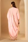 Shop_Roohbyridhimaa_Pink Silk Organza Zari, Sequins V-neck Pastel Embroidered Kurta Set _at_Aza_Fashions