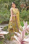 Soniya G_Yellow Embroidery Round Neck Floral Print Lehenga Set _Online_at_Aza_Fashions