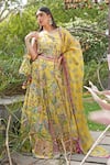 Buy_Soniya G_Yellow Embroidery Round Neck Floral Print Lehenga Set _at_Aza_Fashions