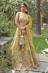 Soniya G_Yellow Embroidery Round Neck Floral Print Lehenga Set _at_Aza_Fashions