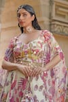 Soniya G_Blush Silk Satin, Taffeta Sequins, Embroidery Designer Floral Lehenga Set _at_Aza_Fashions