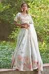 Buy_Soniya G_Green Georgette, Organza, Silk Embroidery, Sequins Light Pastel Lehenga Set _at_Aza_Fashions