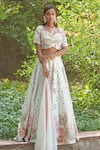 Buy_Soniya G_Green Georgette, Organza, Silk Embroidery, Sequins Light Pastel Lehenga Set _Online_at_Aza_Fashions