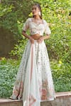 Soniya G_Green Georgette, Organza, Silk Embroidery, Sequins Light Pastel Lehenga Set _at_Aza_Fashions