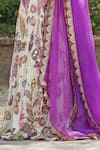 Soniya G_Ivory Georgette Sequins, Embroidery Round Neck Floral Lehenga Set _Online_at_Aza_Fashions