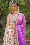Buy_Soniya G_Ivory Georgette Sequins, Embroidery Round Neck Floral Lehenga Set _Online_at_Aza_Fashions