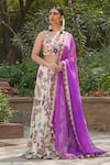 Shop_Soniya G_Ivory Georgette Sequins, Embroidery Round Neck Floral Lehenga Set _Online_at_Aza_Fashions