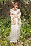 Shop_Soniya G_Ivory Embroidery Round Neck Embellished Draped Skirt And Blazer Set _Online_at_Aza_Fashions