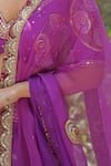 Soniya G_Purple Sequins, Embroidery V-neck Royal Silk Blend Lehenga Set _Online_at_Aza_Fashions