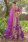 Shop_Soniya G_Purple Sequins, Embroidery V-neck Royal Silk Blend Lehenga Set _at_Aza_Fashions