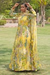 Buy_Soniya G_Yellow Sequins, Embroidery Round Neck Floral Print Anarakali With Dupatta _Online_at_Aza_Fashions