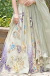 Shop_Soniya G_Blue Crepe, Silk Embroidery Round Neck Pastel Threadwork Lehenga Set _Online_at_Aza_Fashions