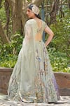 Shop_Soniya G_Blue Crepe, Silk Embroidery Round Neck Pastel Threadwork Lehenga Set _at_Aza_Fashions