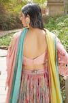 Shop_Soniya G_Blush Silk, Organza, Georgette Sequins, Mirrors, Beads Floral Print Lehenga Set _Online_at_Aza_Fashions