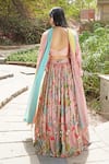 Shop_Soniya G_Blush Silk, Organza, Georgette Sequins, Mirrors, Beads Floral Print Lehenga Set _at_Aza_Fashions